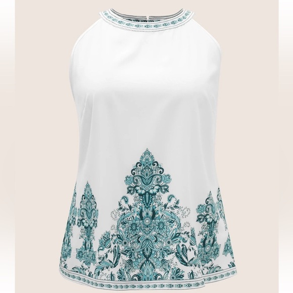 BloomChic Plus Size 2XL Boho Print Round Neck Cut Out Tank Top us18-20 - Picture 6 of 7